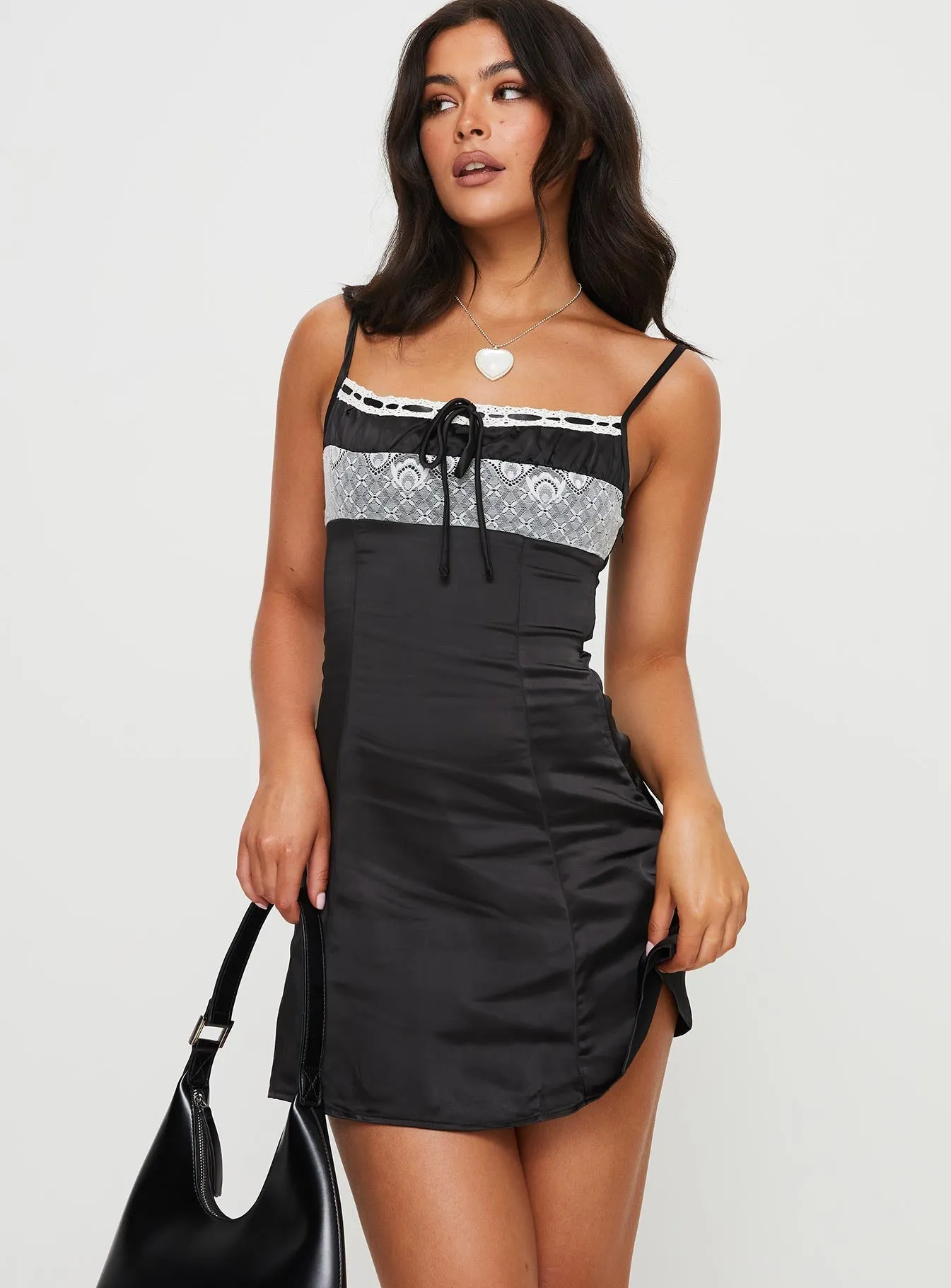 Dorisa Mini Dress Black Yoke Back Construction