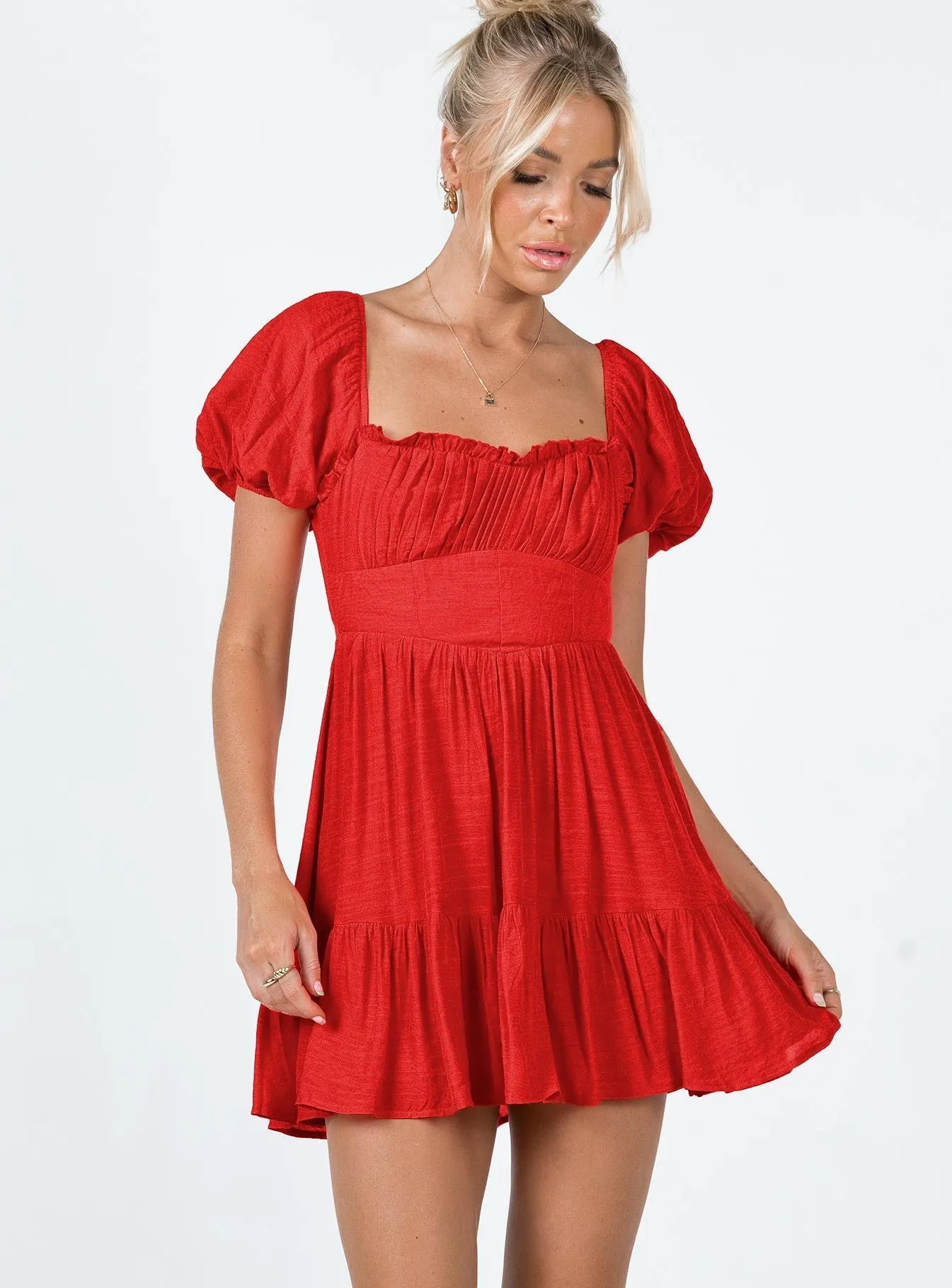 Ethan Mini Dress Red Hot Warm Casual Fit Look