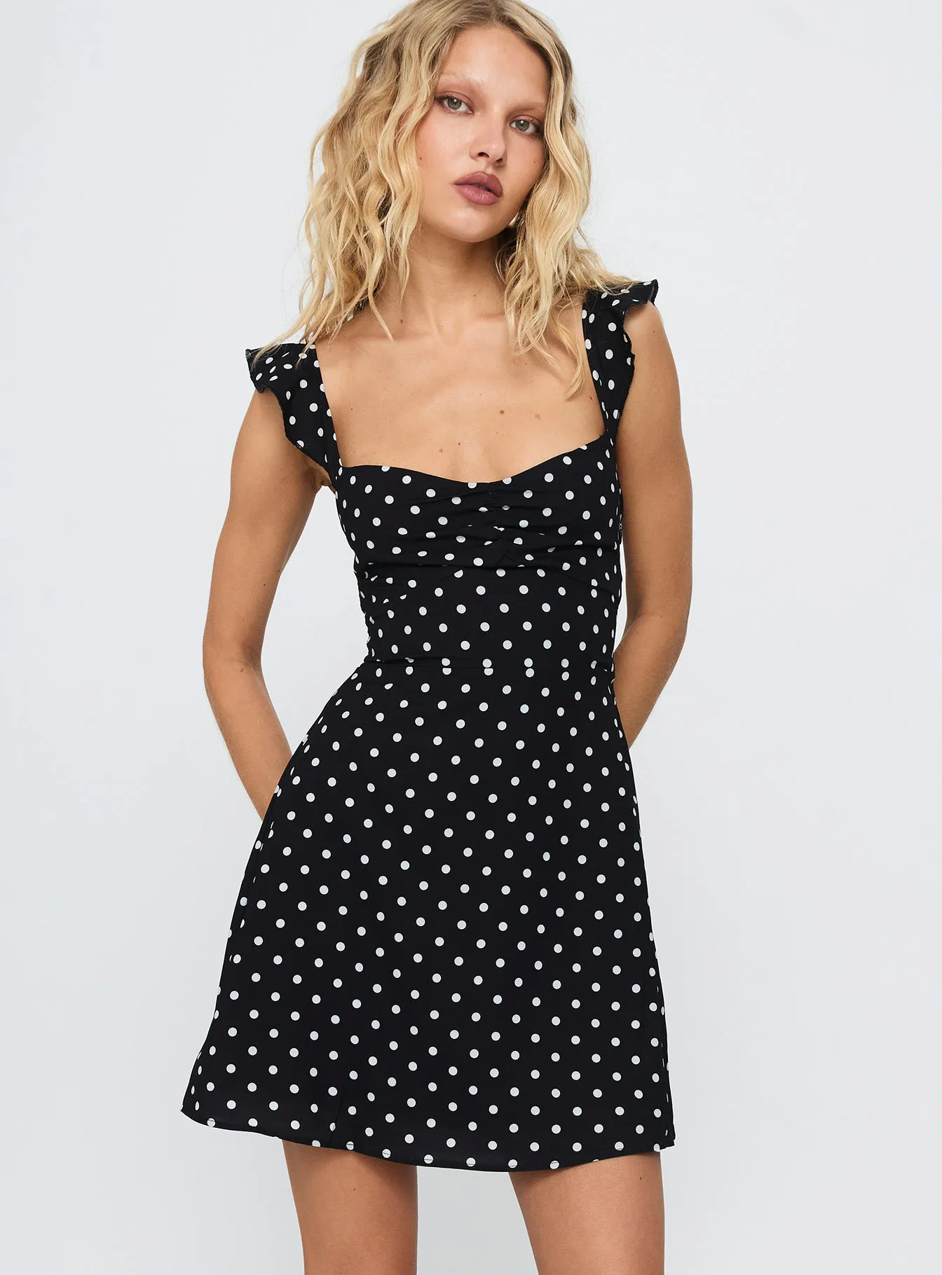 Confident Wear Beat Glow Landon Mini Dress Black / Polka Dot