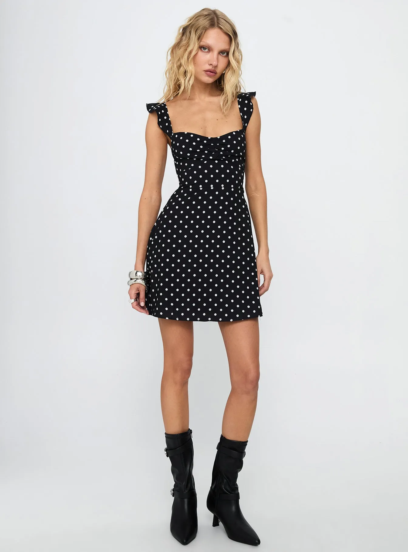 Light Edge Relaxed mini for events Landon Mini Dress Black / Polka Dot