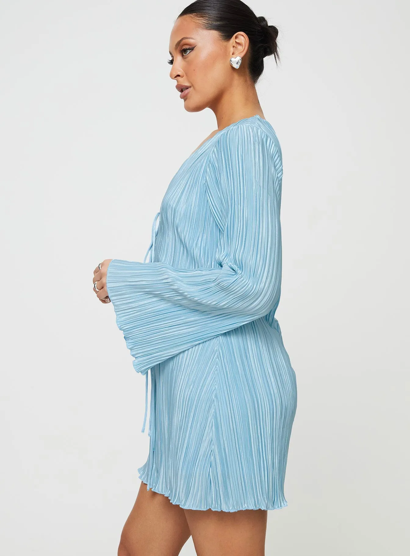 Loud Edge Malop Long Sleeve Mini Dress Blue