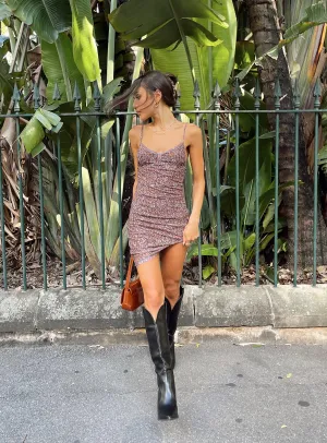 Bold Beauty Motel Tintin Dress Flower Garden Brown