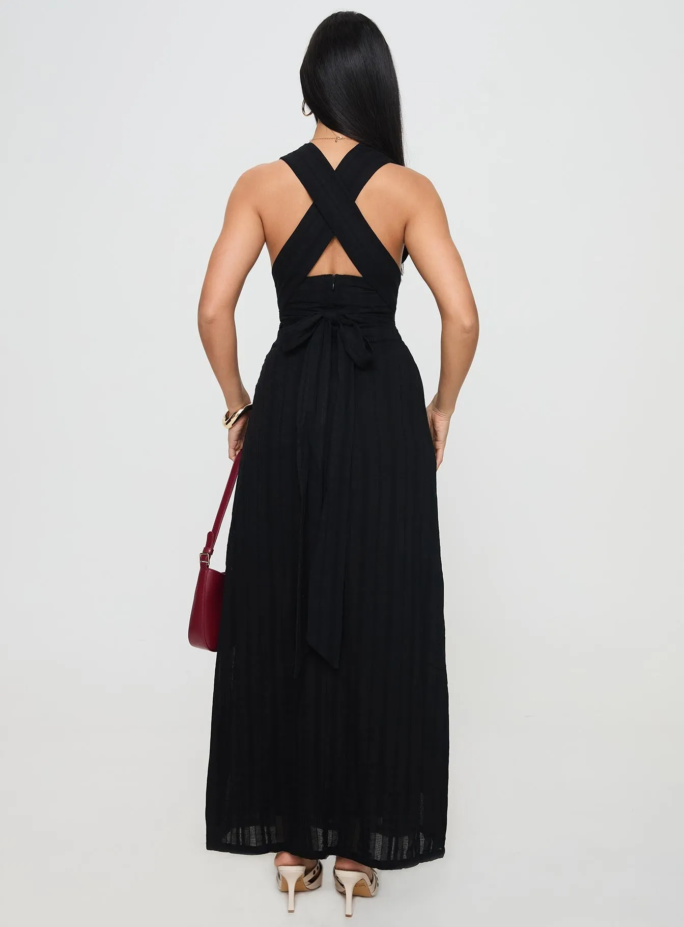 Fog Veil Gray Mist Alsace Maxi Dress Black