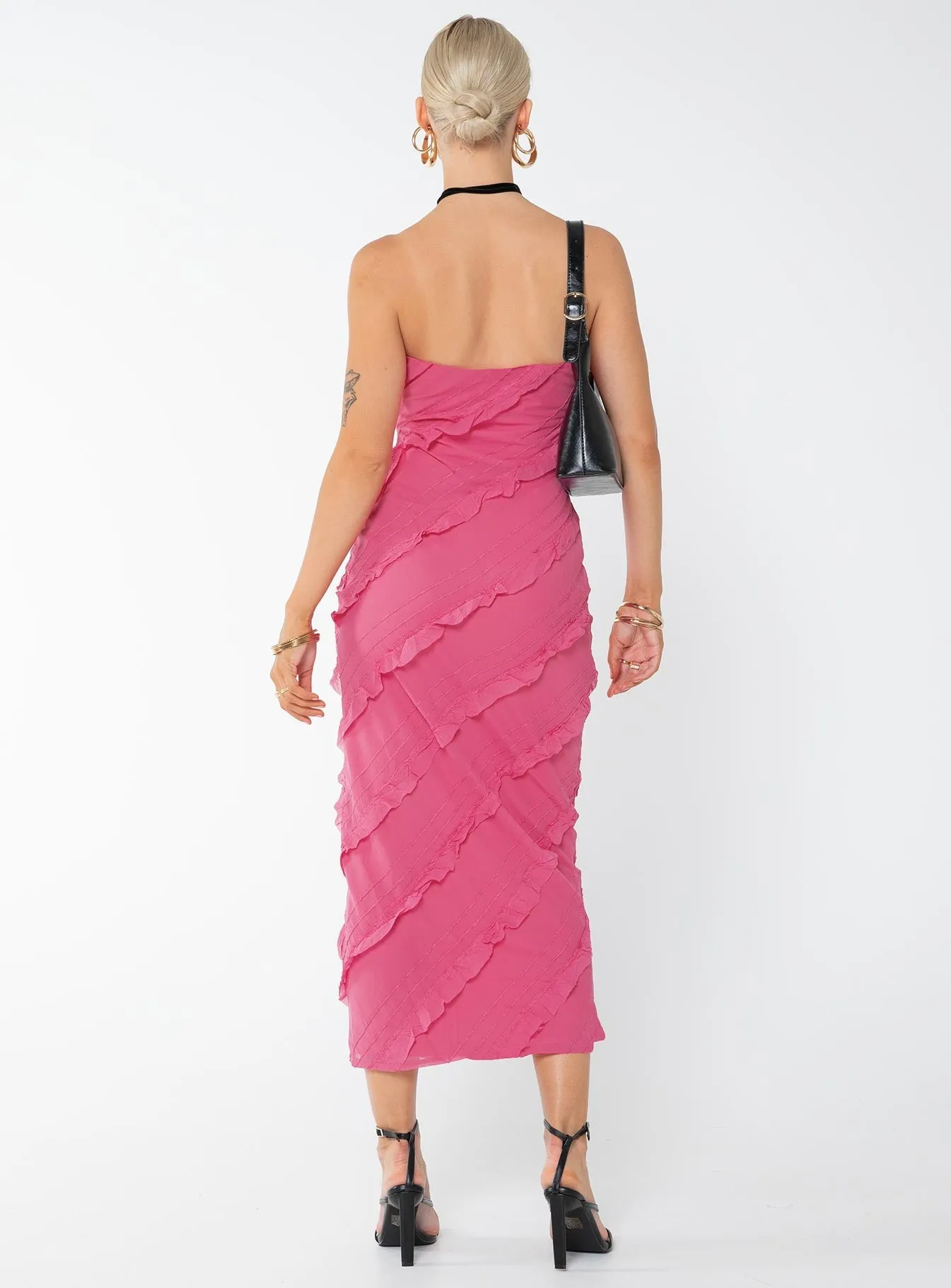 Leaf Glow Island Trail Baylie Maxi Dress Hot Pink