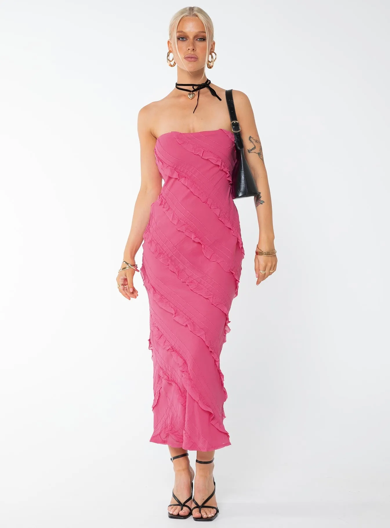 Baylie Maxi Dress Hot Pink Star Trail