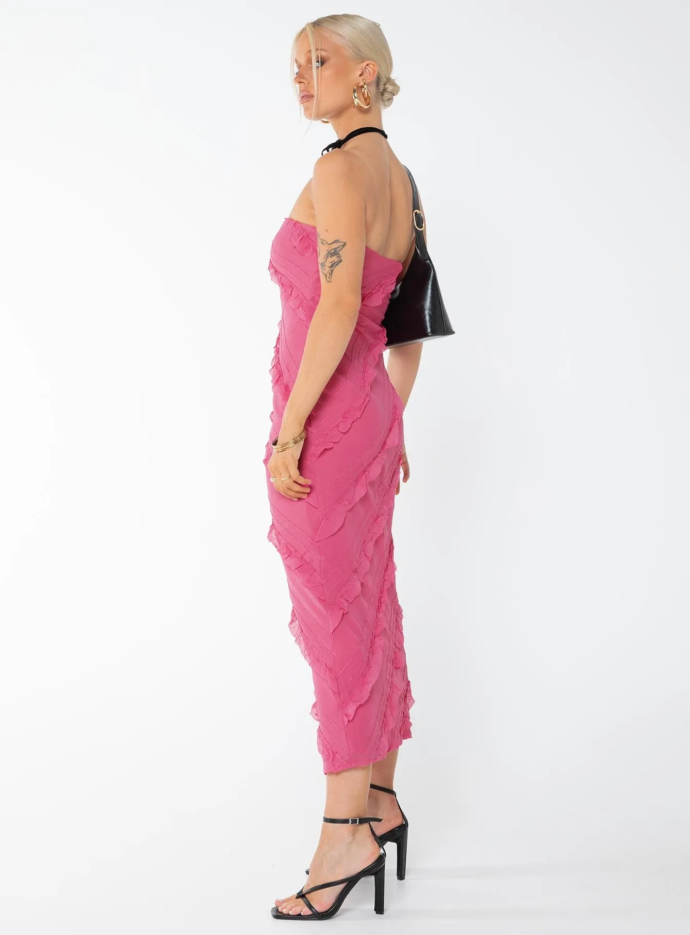 Baylie Maxi Dress Hot Pink This dress is the perfect addition to any wardrobe for those who value both style and comfort Timeless full-length outfit