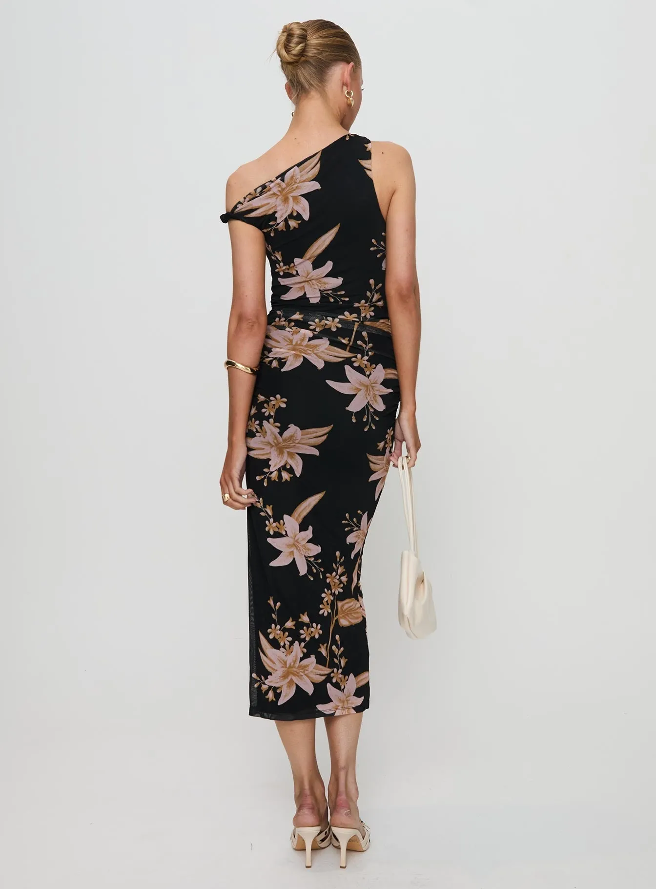 Turquoise Glow Goldrush Maxi Dress Black Floral