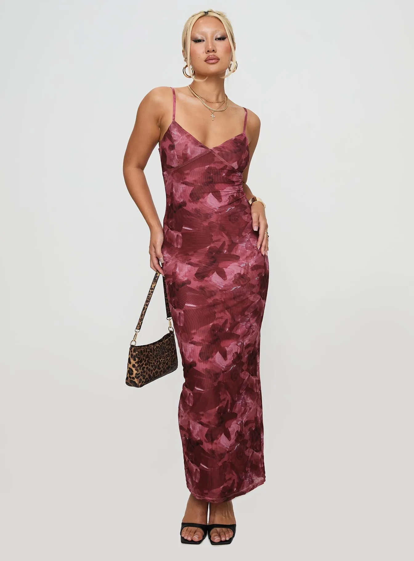 Hathaway Maxi Dress Burgundy Floral Rock Shore Breezy resort wear