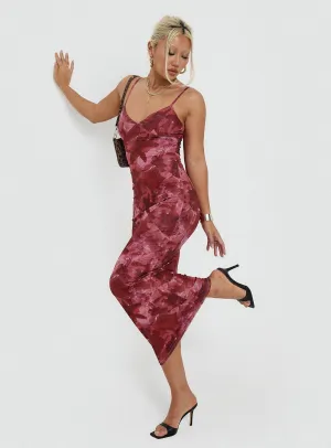 Air Flow Hathaway Maxi Dress Burgundy Floral