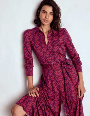 Marcia Jersey Shirt Dress-Burgundy Red, Swooping Swallow Seasonal Essentials