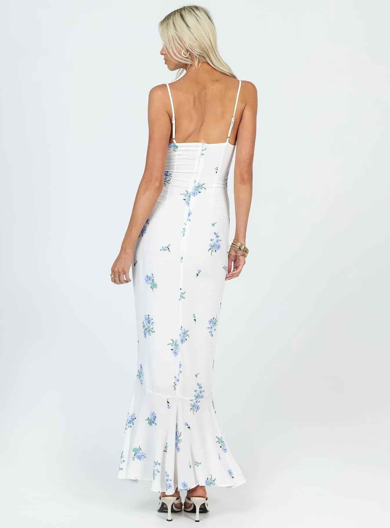 Wool Glow Joy Soul Sing Along Maxi Dress White / Blue Tall