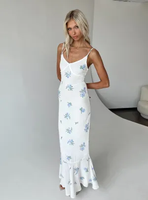 Lavender Field Sing Along Maxi Dress White / Blue Tall