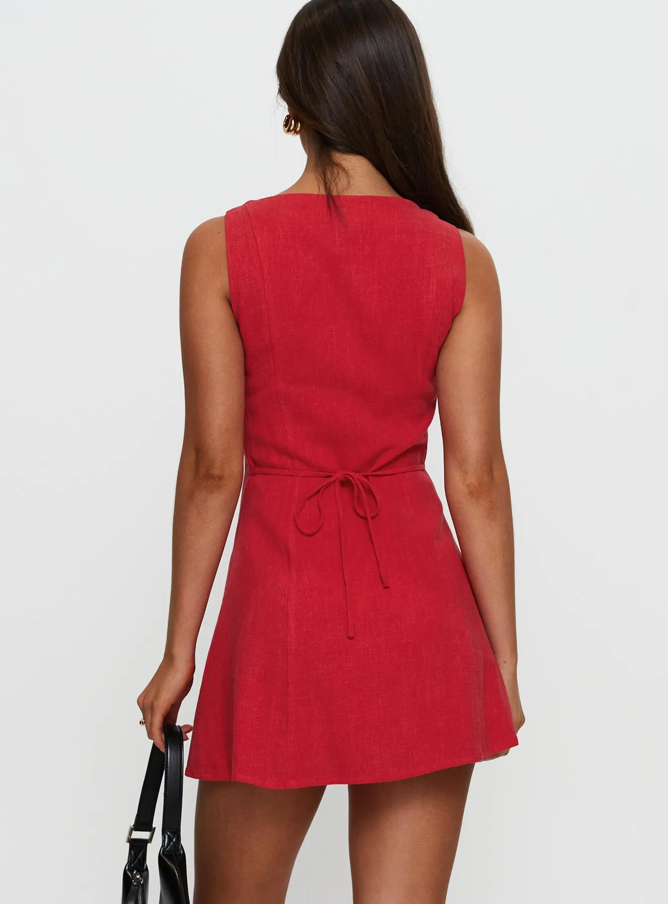 Trendy Appeal Dollie Linen Mini Dress Red