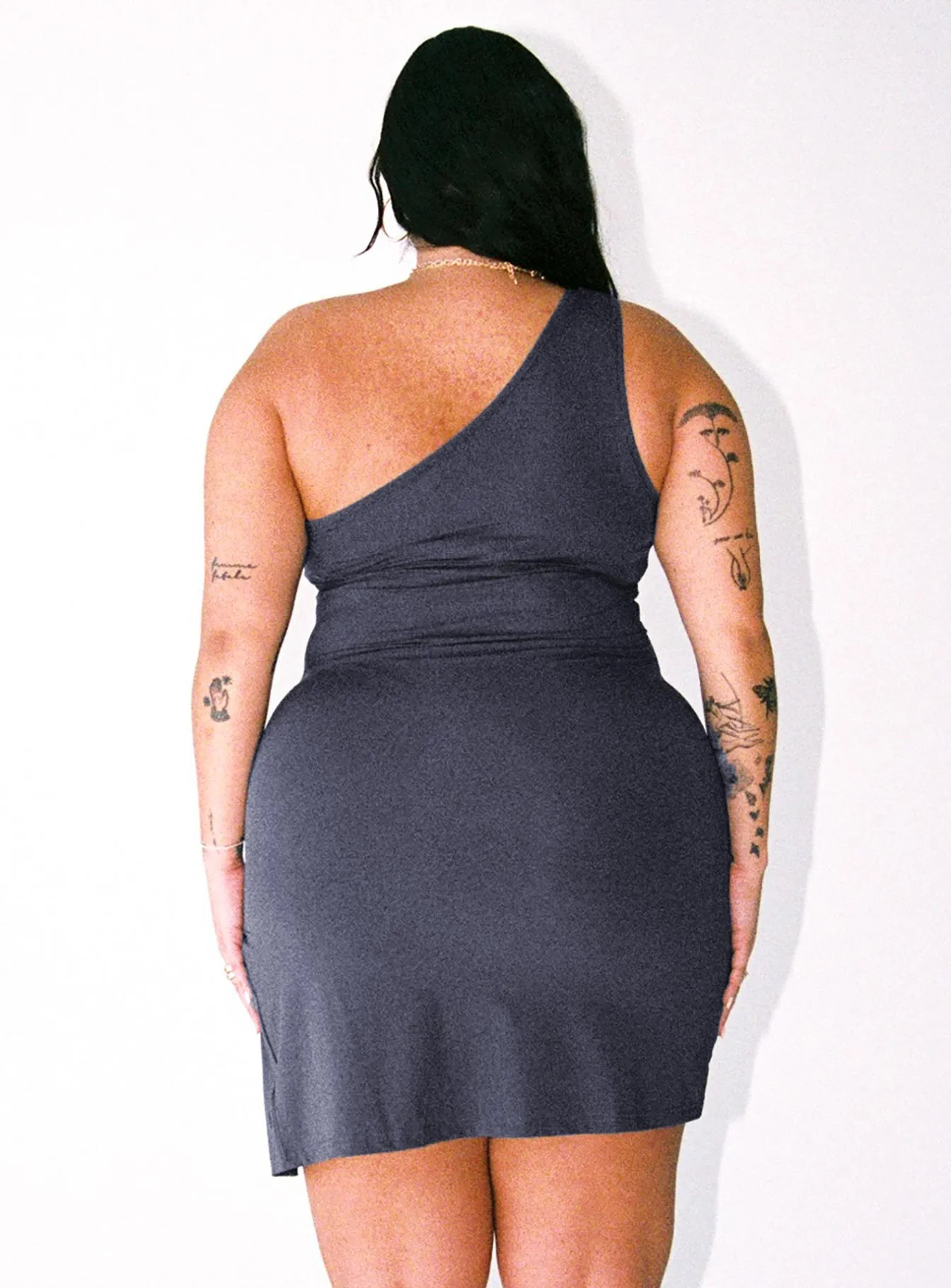 Layered Panel Design Irisa Mini Dress Grey Curve
