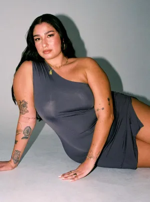 Charming Chic Wear Irisa Mini Dress Grey Curve
