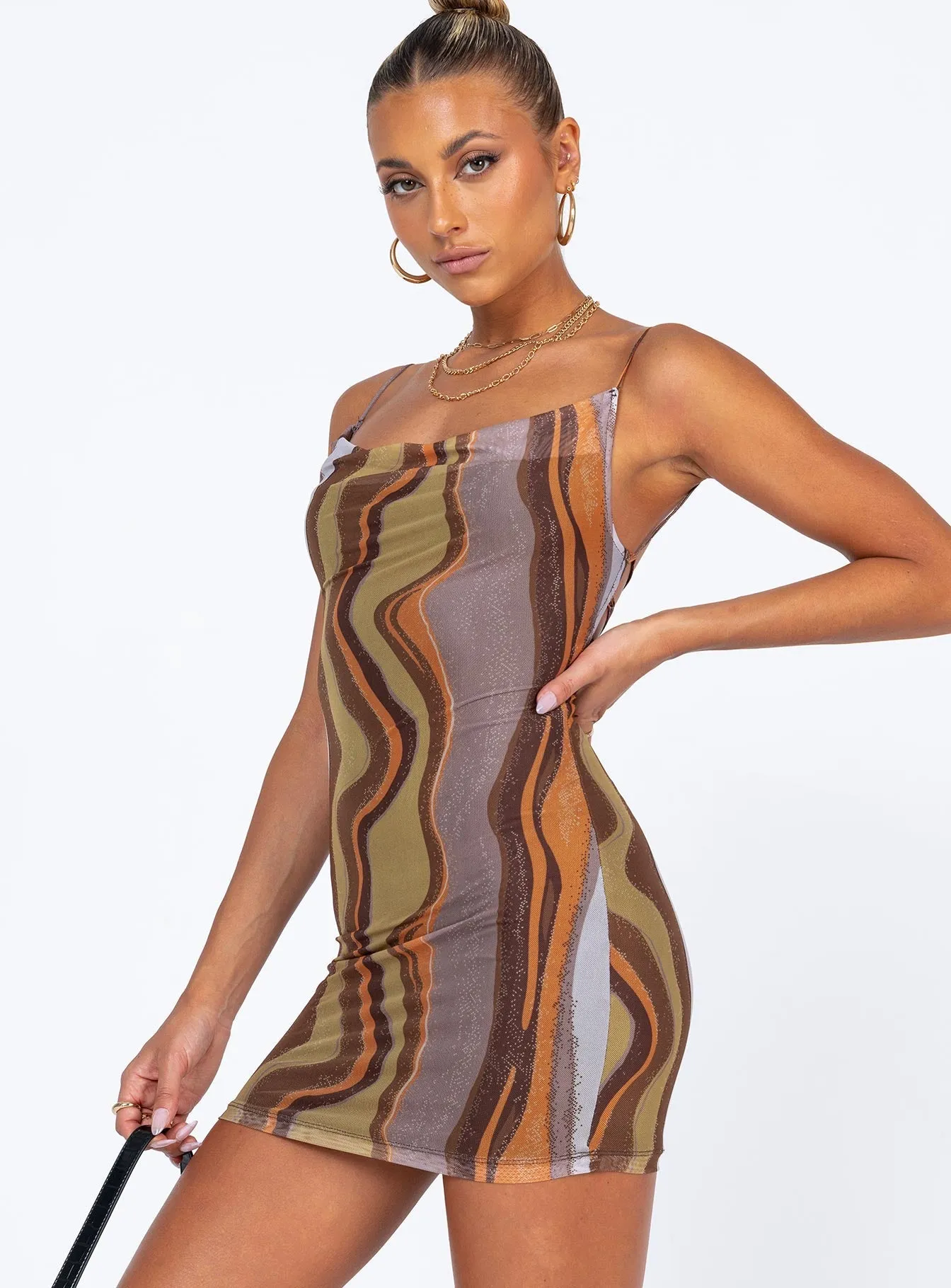 Timeless Fashion Wear Look Sharp Motel Bexley Dress Earthy Gradient Brown