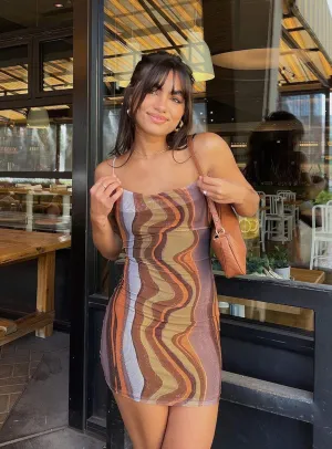 Motel Bexley Dress Earthy Gradient Brown Chic Design