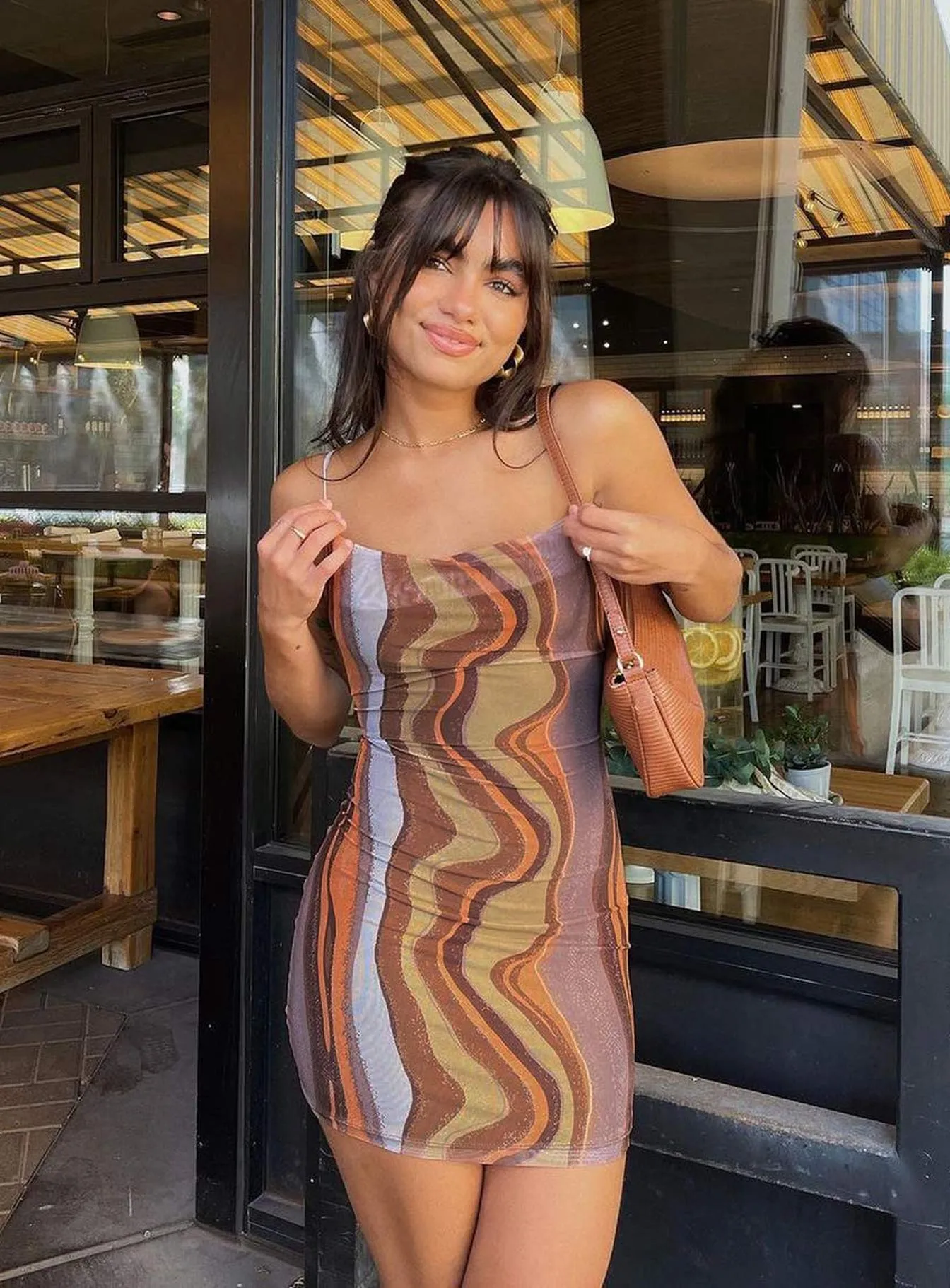 Motel Bexley Dress Earthy Gradient Brown Chic Design