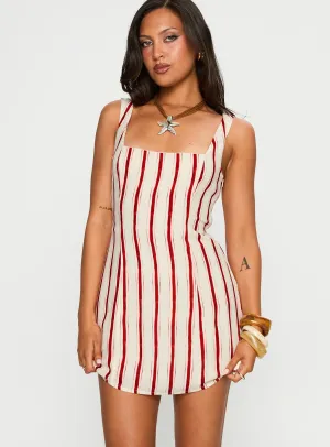 Maris Mini Dress Red Stripe Daring Mode Trendy Outfit