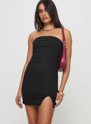 Easy Care Fabric Dartel Strapless Mini Dress Black
