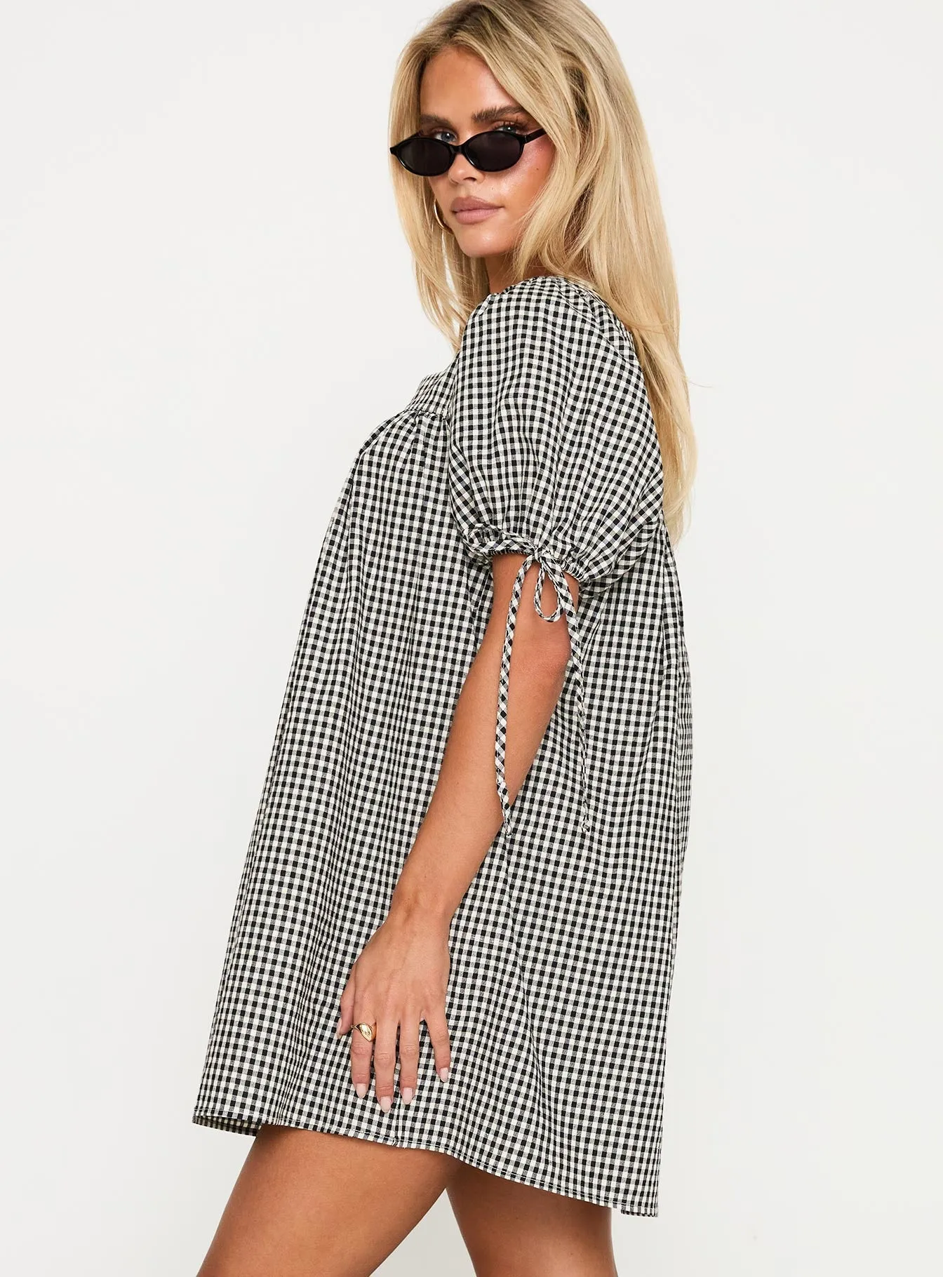 Lilibet Mini Dress Black Gingham Sleek Fit