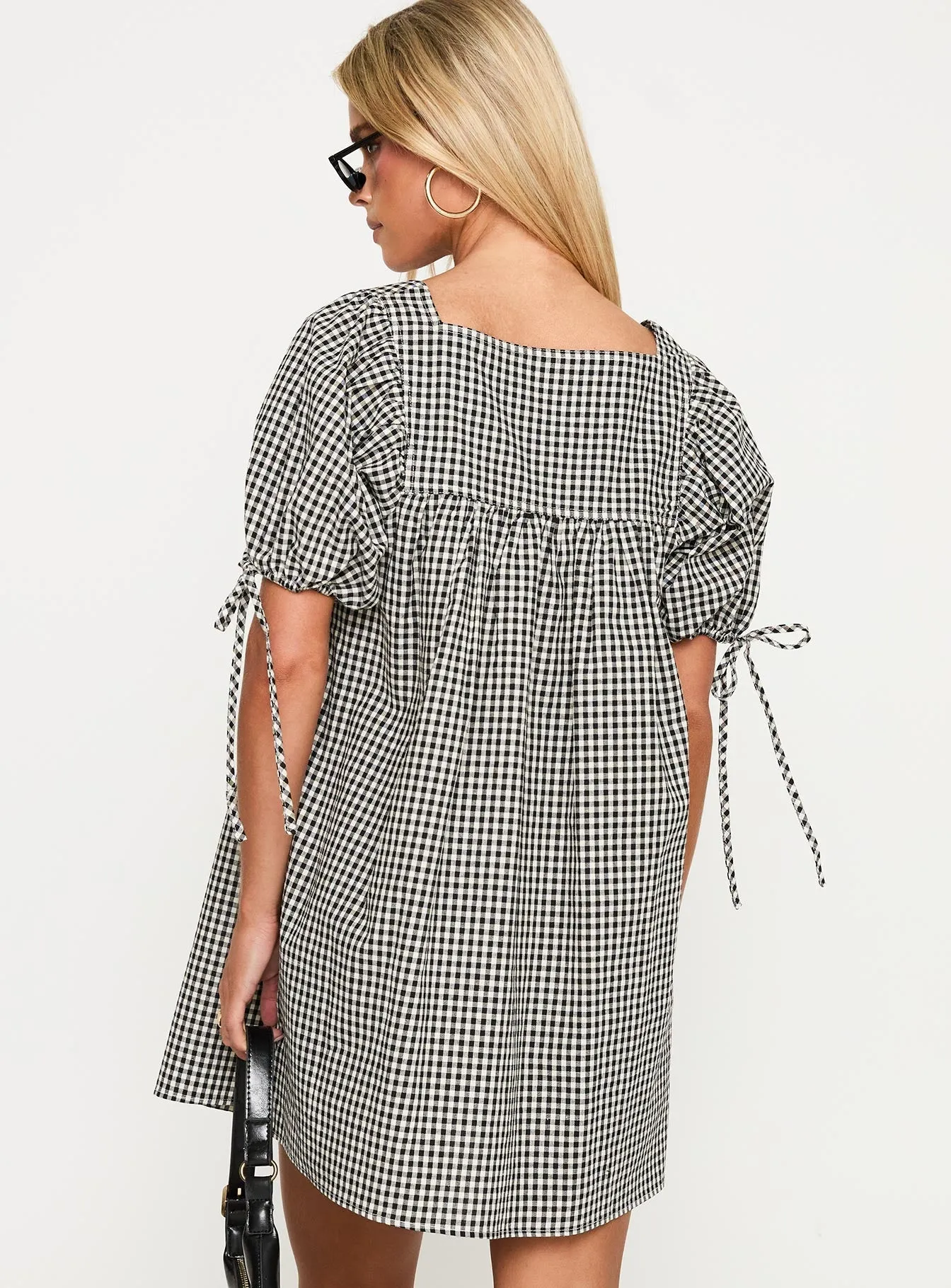 Comfy chic Full Circle Skirt Pattern Lilibet Mini Dress Black Gingham