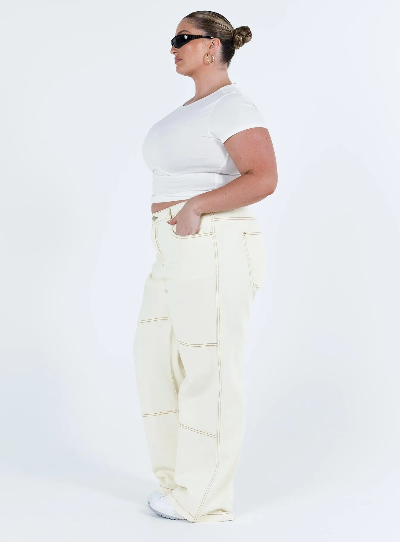 Copeland Jeans White Curve Textured Party Look Soft