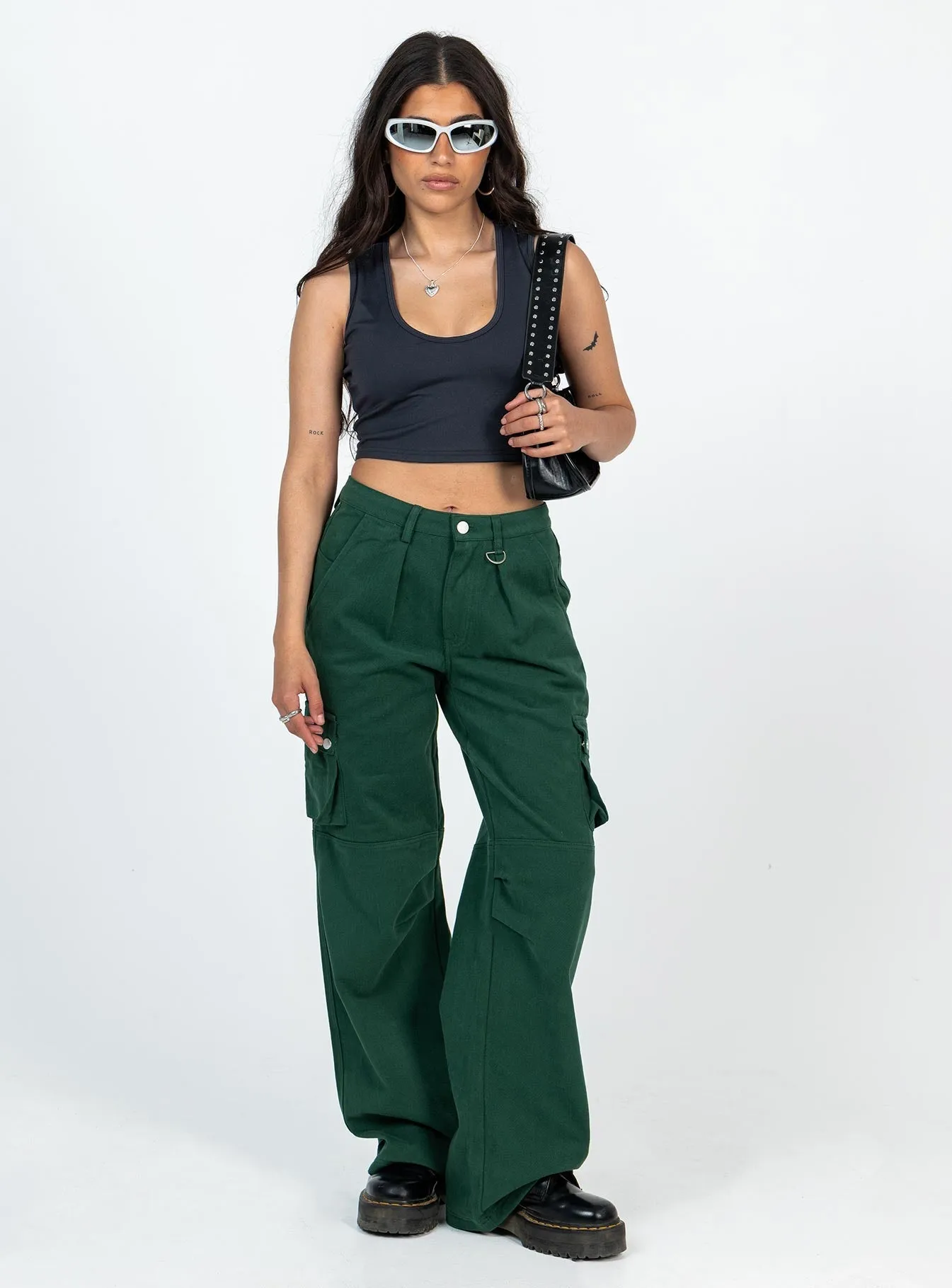Paige Mid Rise Cargo Jean Denim Green Petite Perfect for All Couple Look Smooth