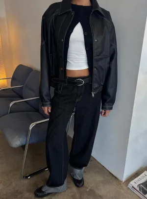 Street Fashion Top Model Low Rise Straight Leg Cuffed Jean Dark Denim