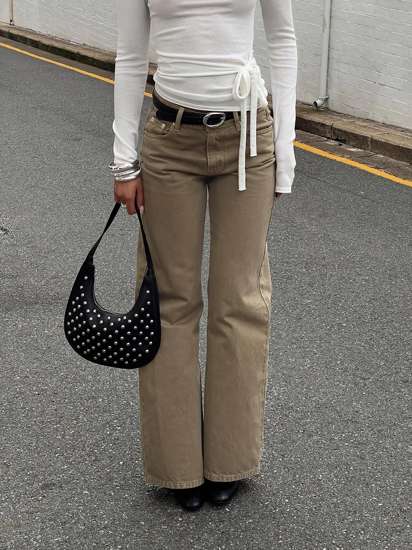 Under Control Mid Rise Wide Leg Jeans Washed Brown Weekend Style Casual Parent Style Travel Outfit Professional Wear