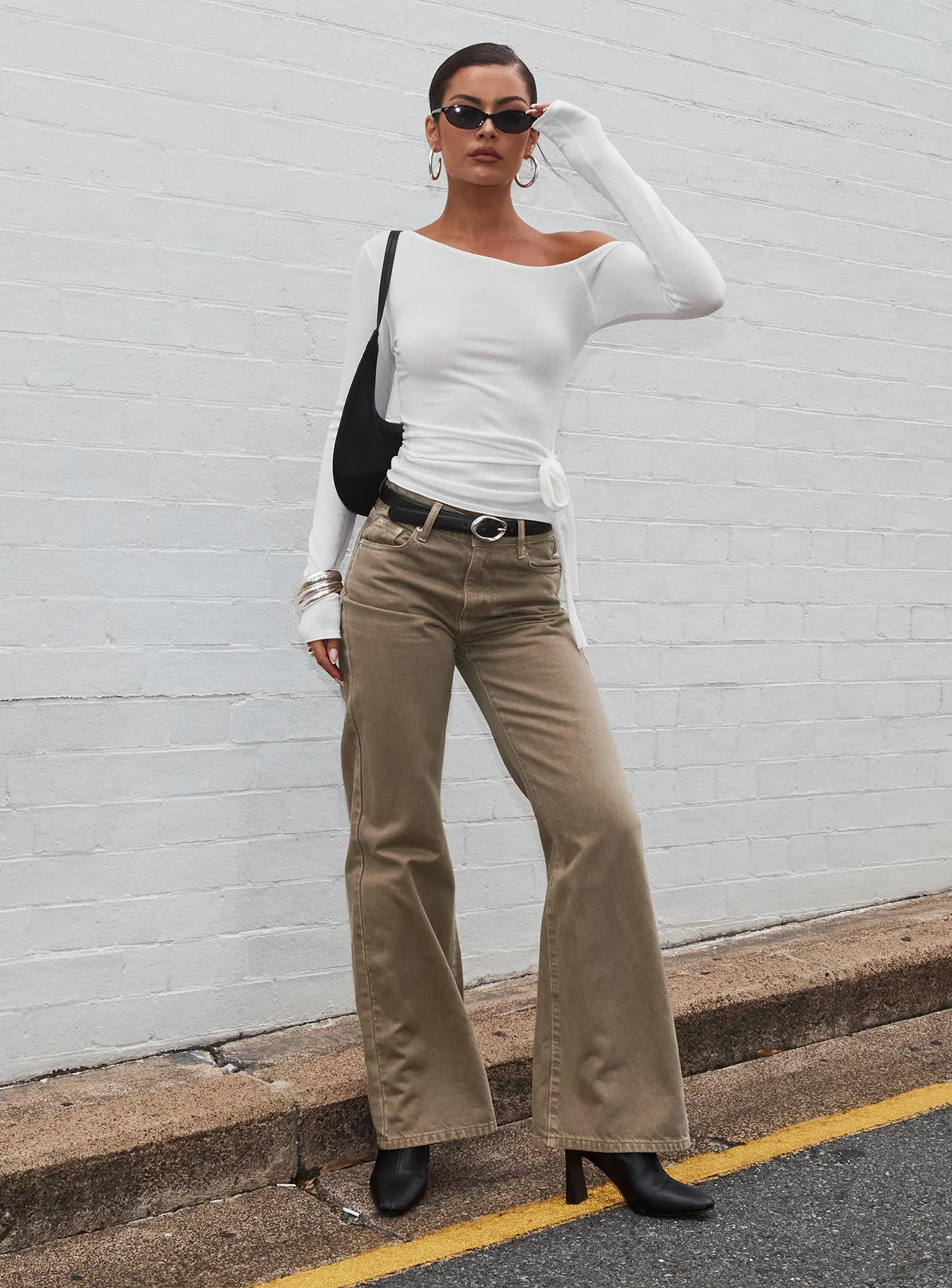 Durable Summer Vibes Balanced Style Under Control Mid Rise Wide Leg Jeans Washed Brown