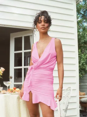 Mini dress with bold colors Soft touch finish Devotion Mini Dress Pink