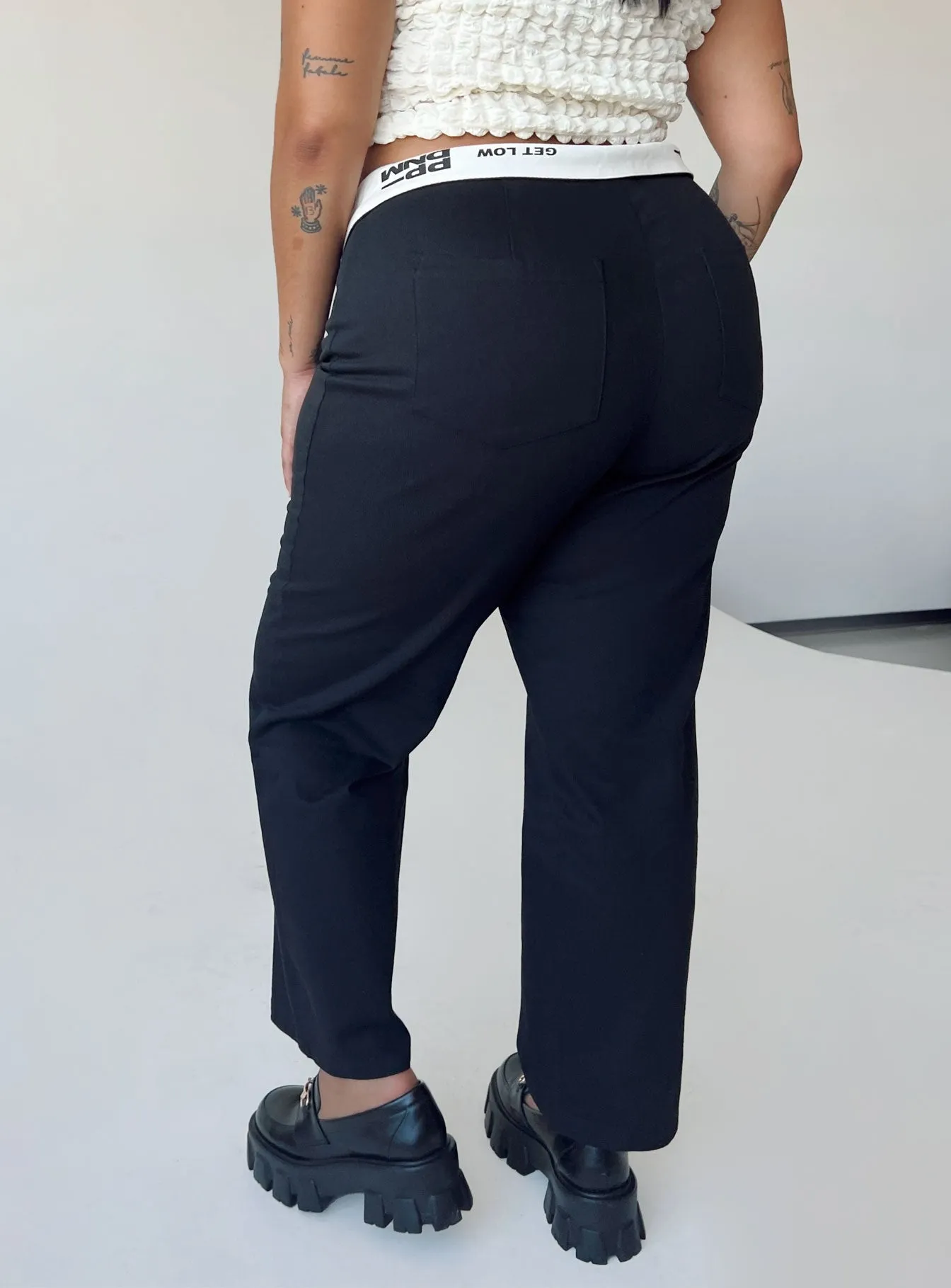 Dava Low Rise Pants Black Curve Popular Style Street Smart