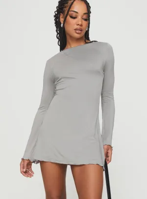Playful Design Odor Resistant Finish Arthars Long Sleeve Mini Dress Charcoal