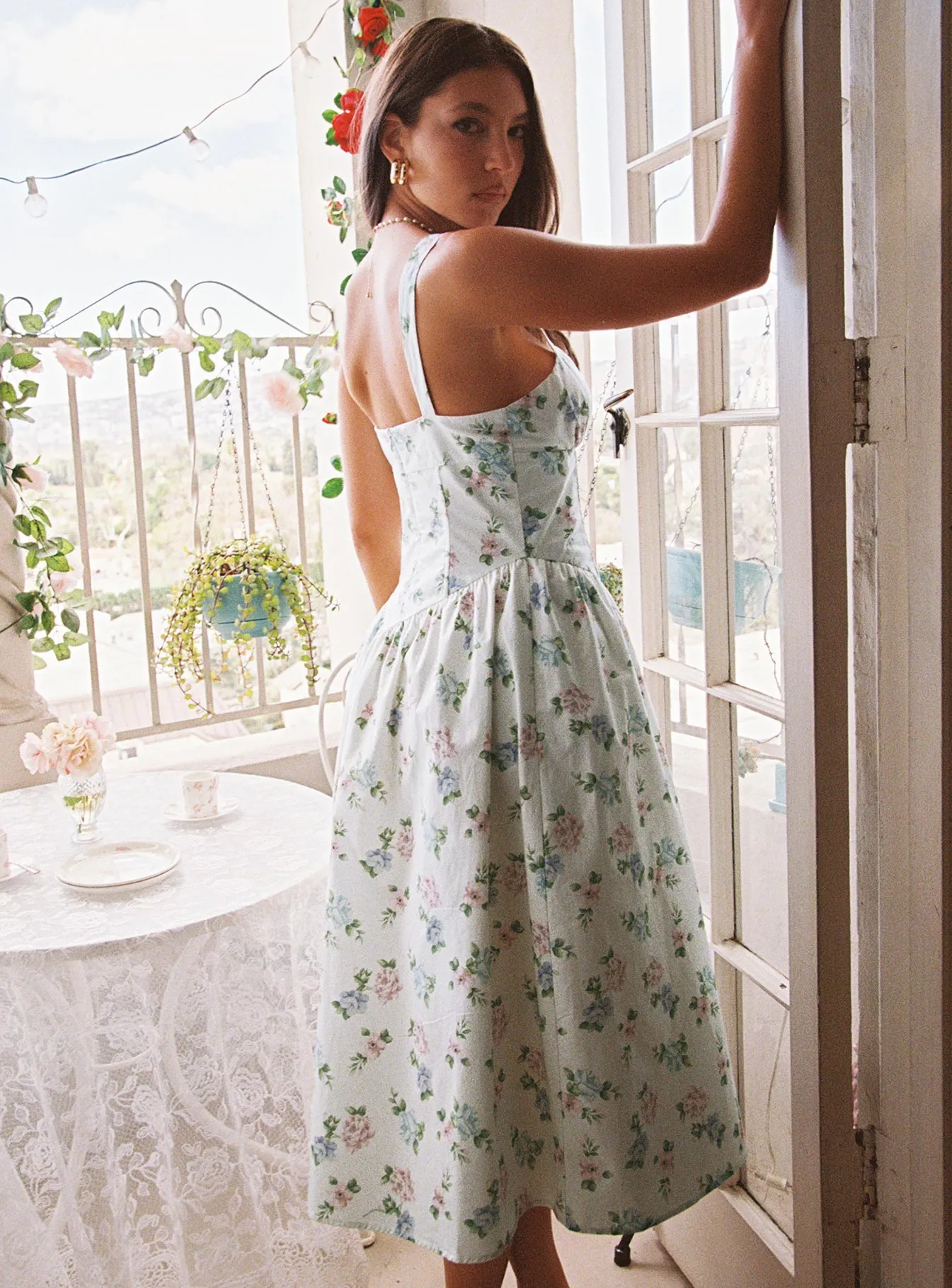 Dulcibella Midi Dress Floral Wide Arm