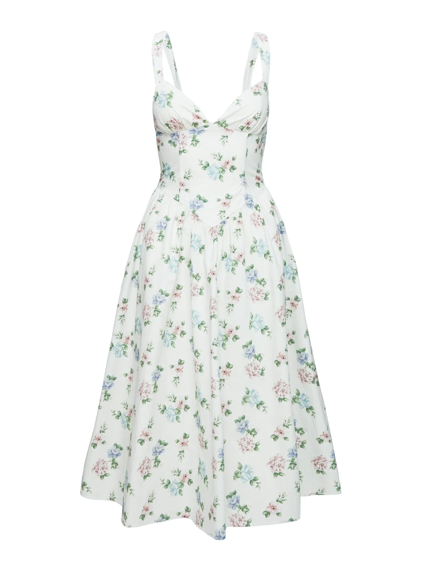 Dulcibella Midi Dress Floral Sheer Layer Moon Rise
