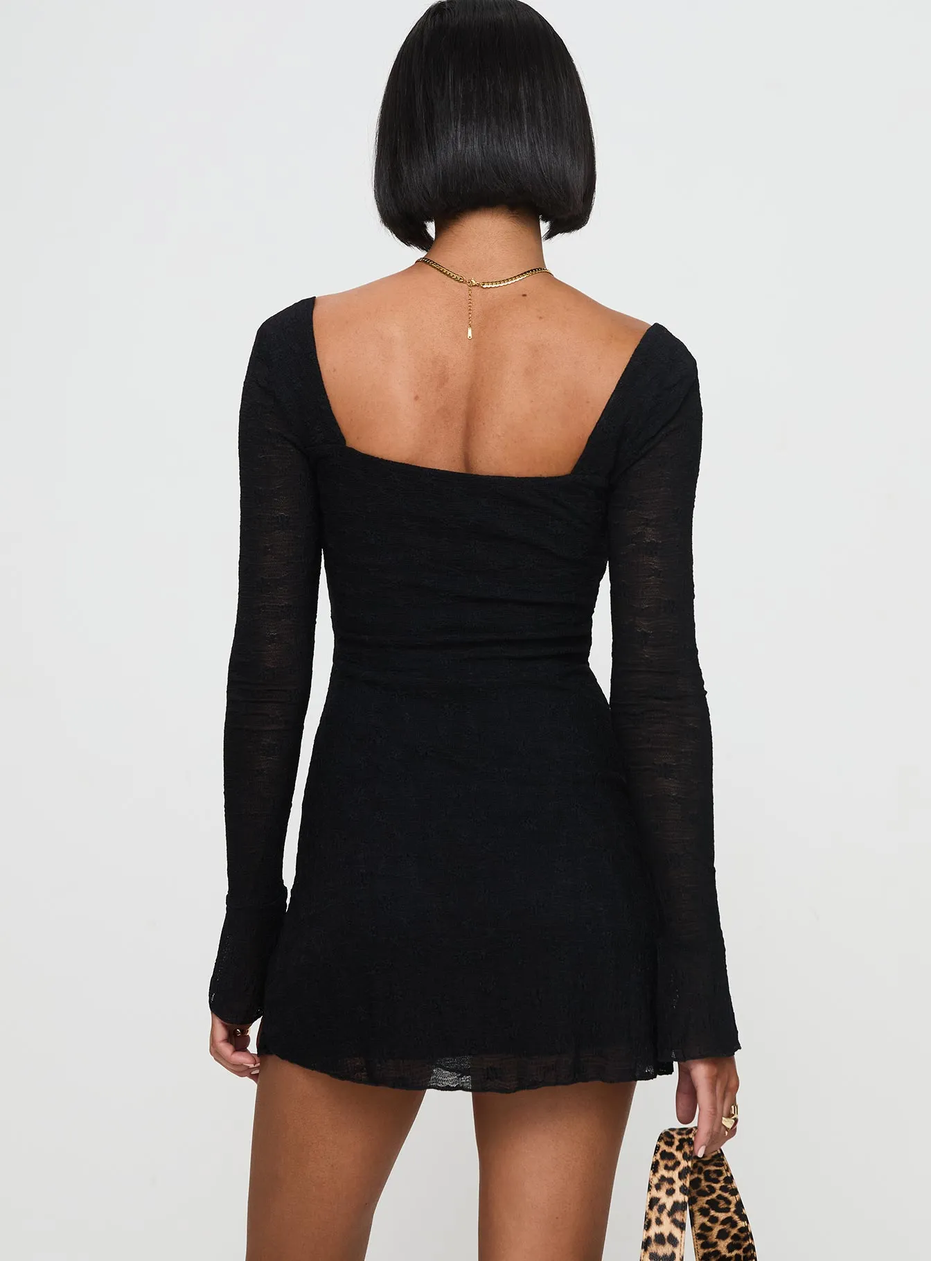 Shine Glow Lanchester Long Sleeve Mini Dress Black