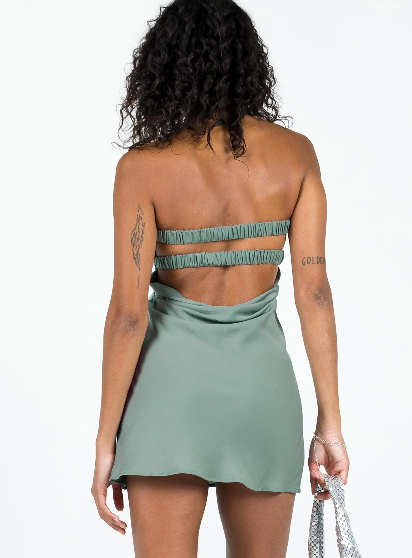 Shellie Mini Dress Green Skin Glow Eco Friendly Dye