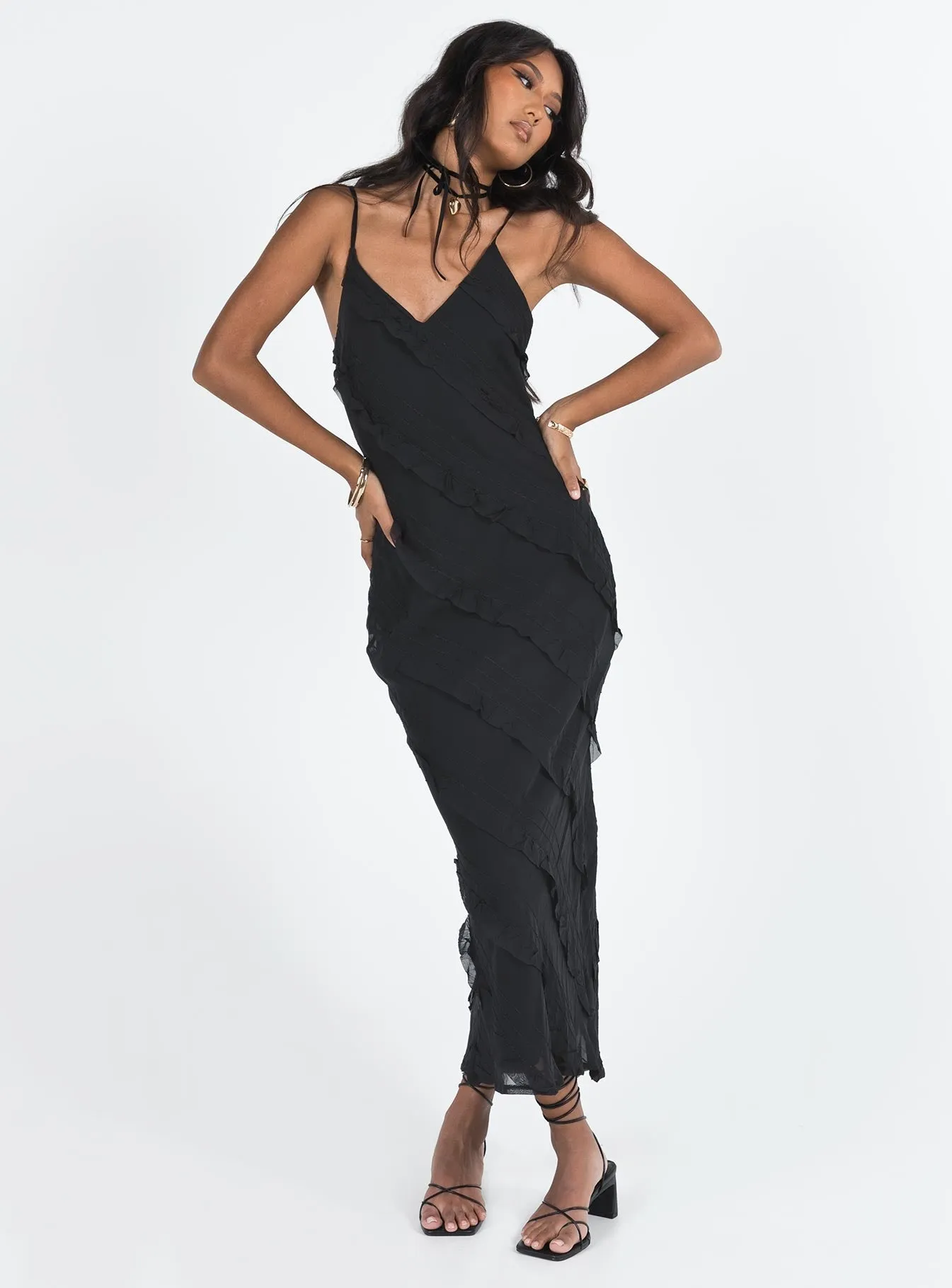 Lars Maxi Dress Black Fold Art
