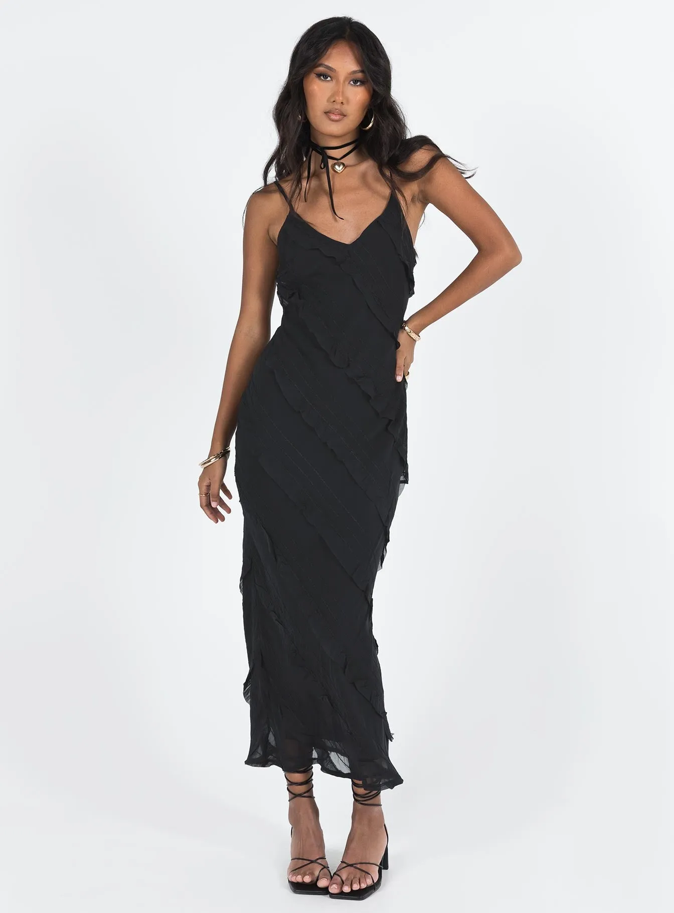 Lars Maxi Dress Black Boat Neck