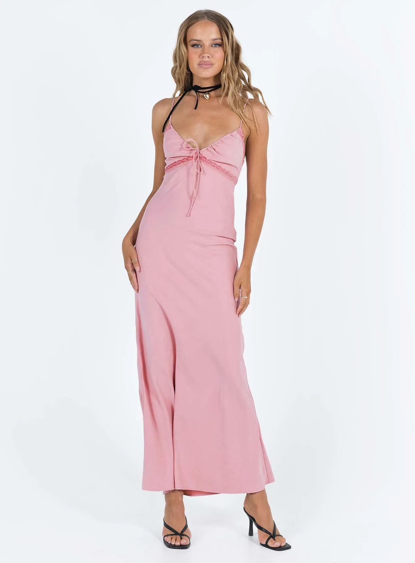 White Pure A-Line Cut Emily Maxi Dress Gin Fizz Pink