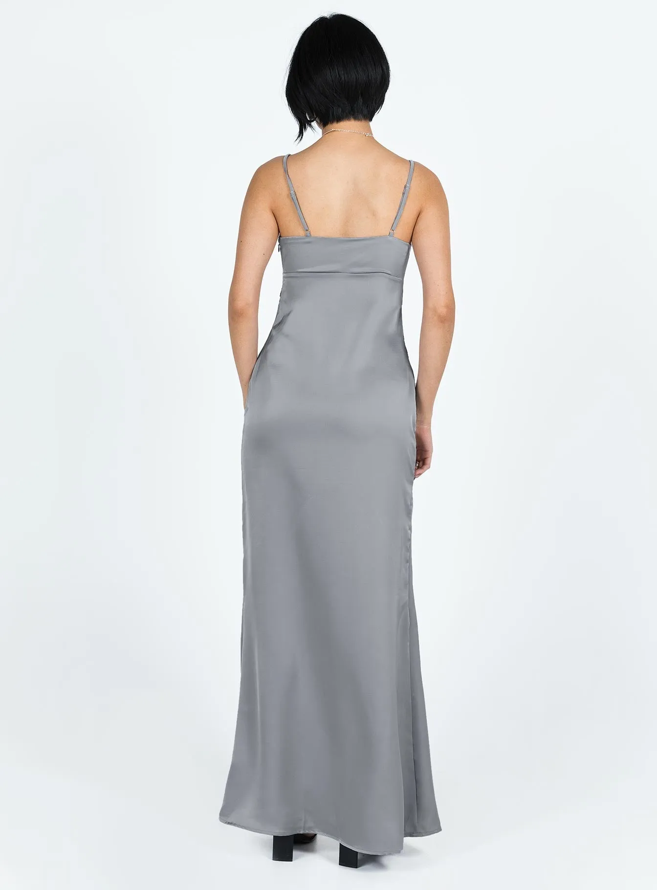 Kimono Arm Seaside Path Sidney Lace Trim Maxi Dress Grey