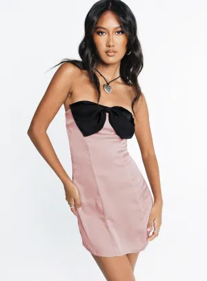 Kesy Bow Tie Mini Dress Pink / Black Shine Star