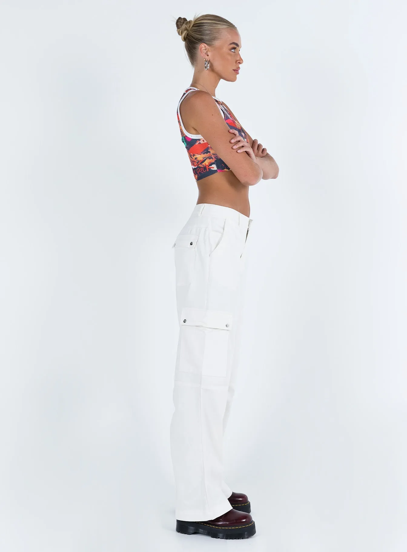 Tailored Cut All Around Fallout Mid Rise Cargo Pants White Tall