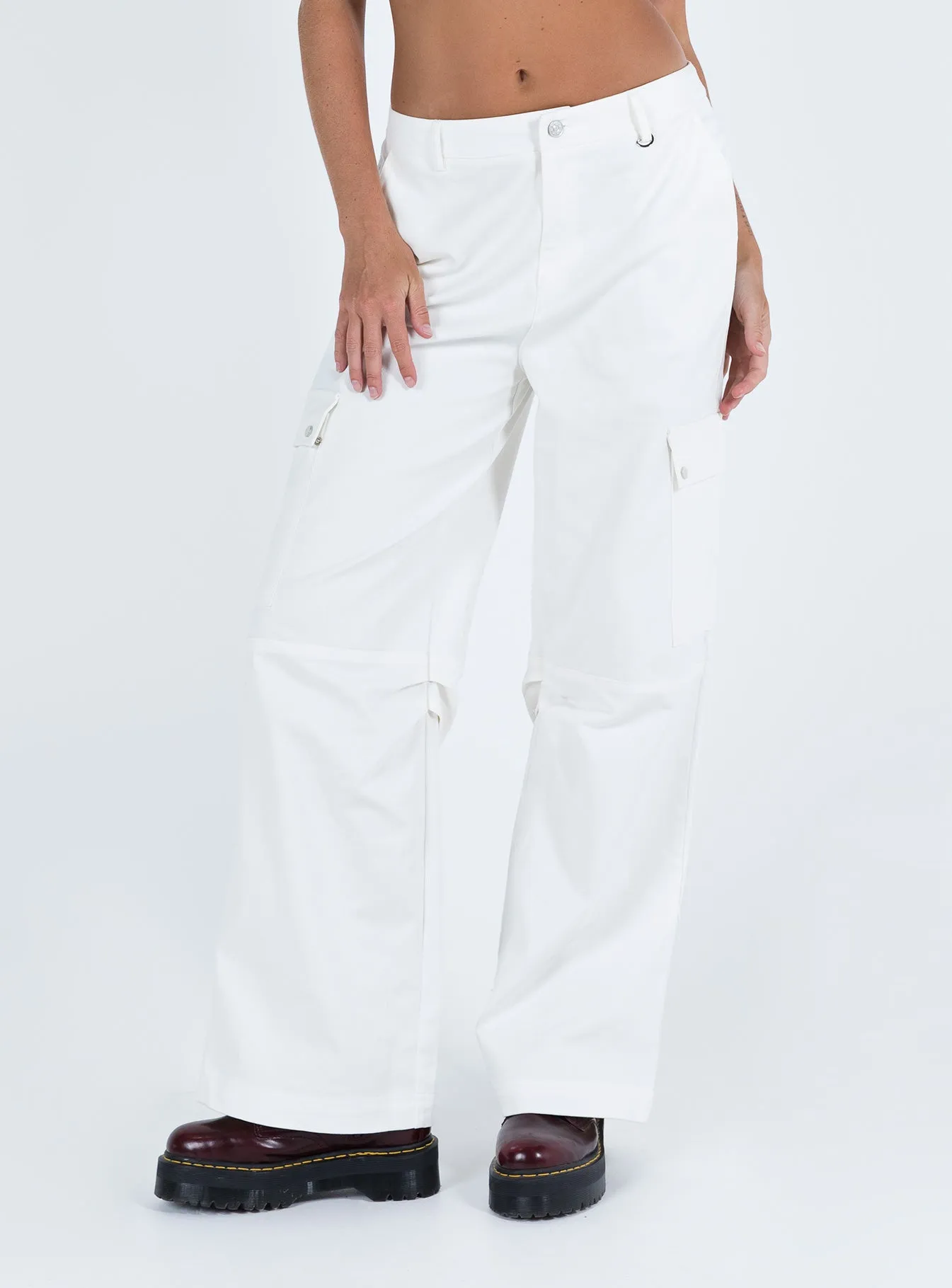 Fallout Mid Rise Cargo Pants White Tall Color Lock Technology
