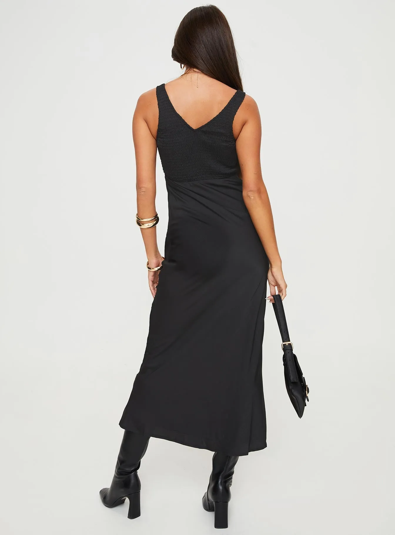 Bareena Bias Cut Maxi Dress Black Moon Beam