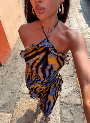 Burgundy Deep Virginia Beach Backless Maxi Dress Blue Zebra