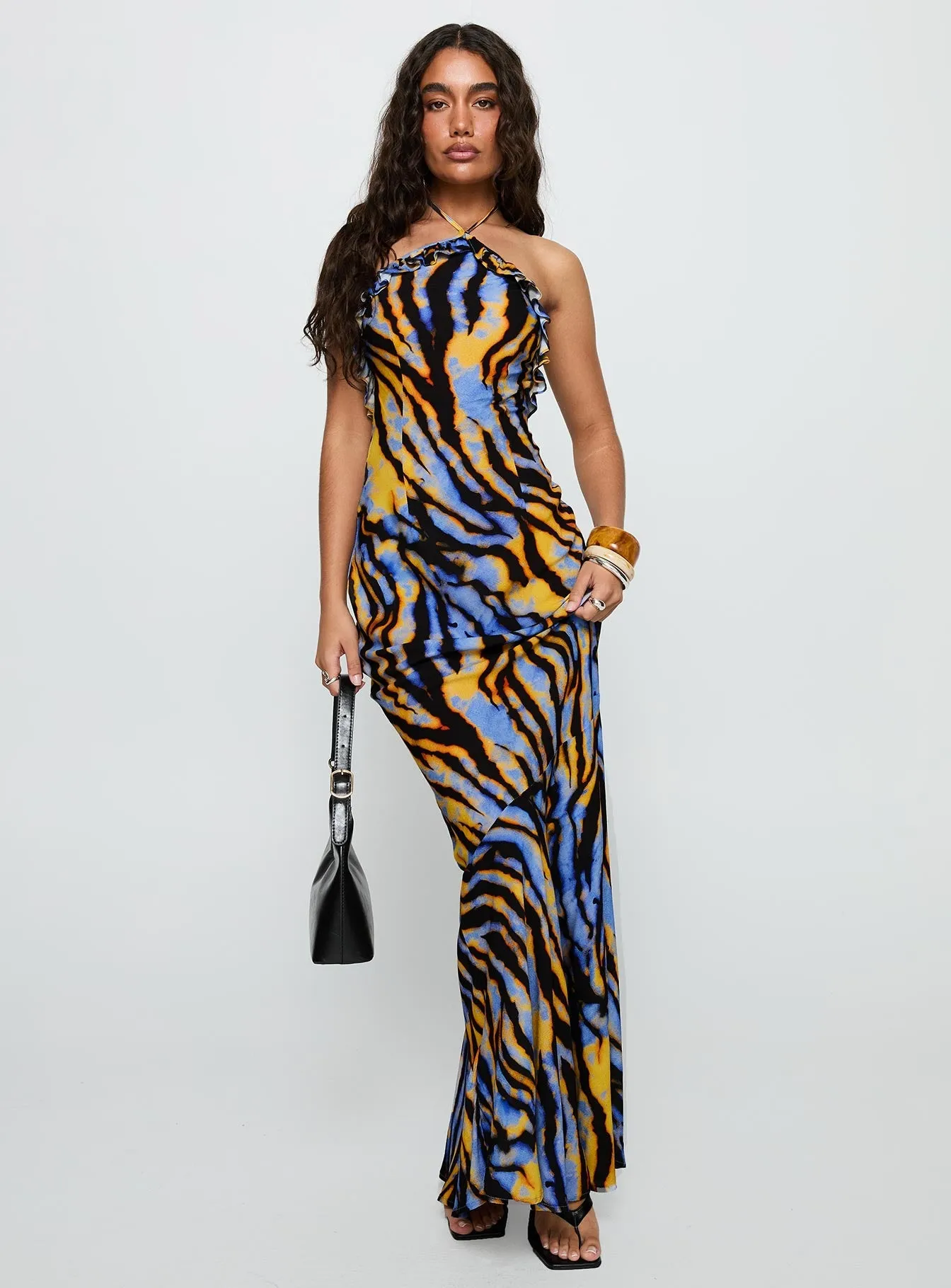 Virginia Beach Backless Maxi Dress Blue Zebra Easy-to-wear long dress