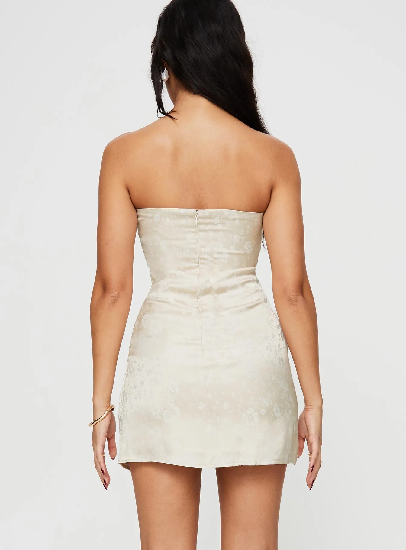 Ramie Strapless Mini Dress Champagne Chic Prints