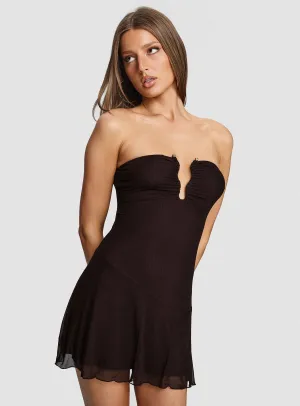 Glow Edge Classic casual mini dress Love To Love Strapless Mini Dress Brown
